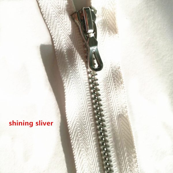 High quality shiny silver zipper for fashion jackets