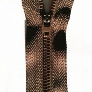 Purple bronze zip with double sliders arranged in head to head